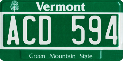 VT license plate ACD594