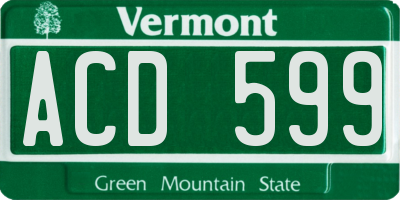 VT license plate ACD599