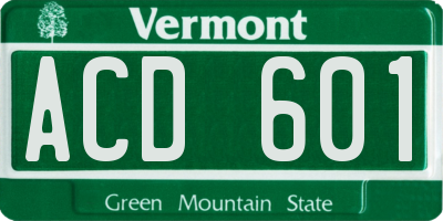 VT license plate ACD601