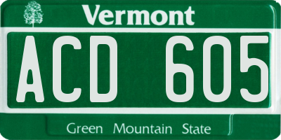 VT license plate ACD605