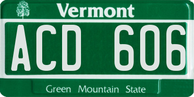 VT license plate ACD606