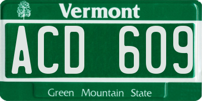 VT license plate ACD609