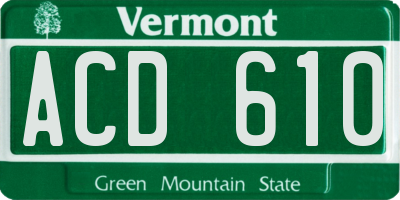 VT license plate ACD610