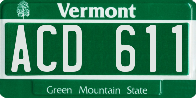 VT license plate ACD611