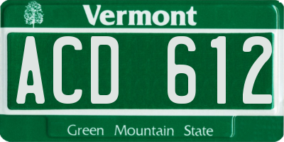 VT license plate ACD612