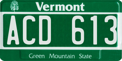 VT license plate ACD613