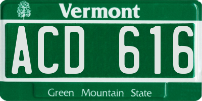 VT license plate ACD616