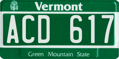 VT license plate ACD617