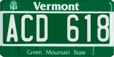 VT license plate ACD618