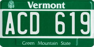 VT license plate ACD619