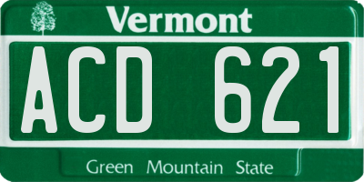 VT license plate ACD621