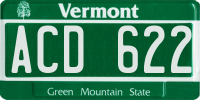 VT license plate ACD622