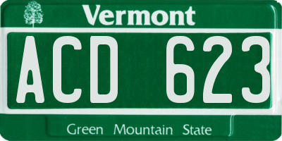 VT license plate ACD623