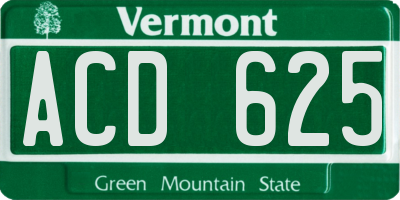 VT license plate ACD625