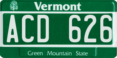 VT license plate ACD626