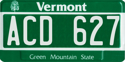 VT license plate ACD627