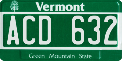 VT license plate ACD632