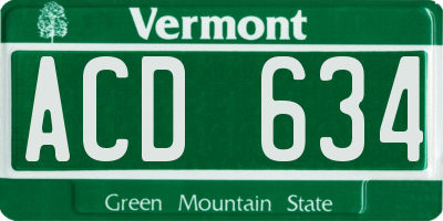 VT license plate ACD634