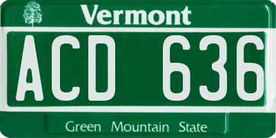 VT license plate ACD636