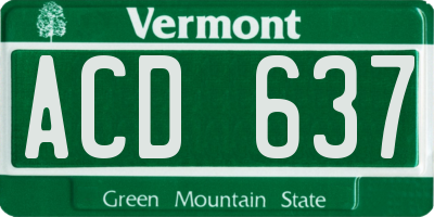 VT license plate ACD637