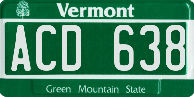 VT license plate ACD638