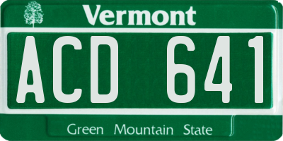 VT license plate ACD641