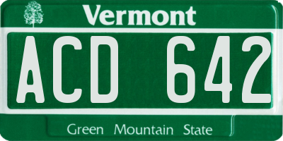 VT license plate ACD642