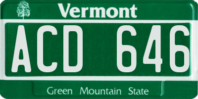 VT license plate ACD646