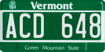 VT license plate ACD648