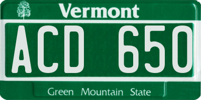 VT license plate ACD650