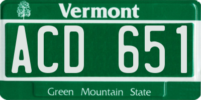 VT license plate ACD651