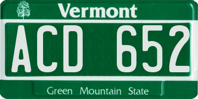 VT license plate ACD652