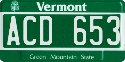 VT license plate ACD653