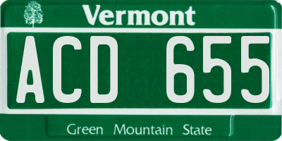 VT license plate ACD655