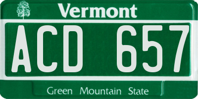 VT license plate ACD657