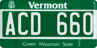 VT license plate ACD660