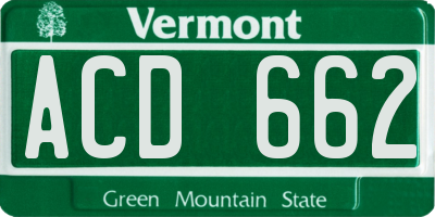 VT license plate ACD662