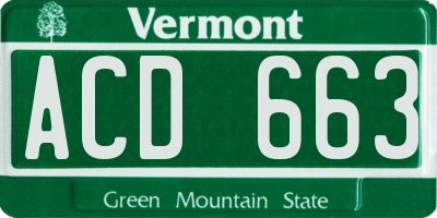 VT license plate ACD663