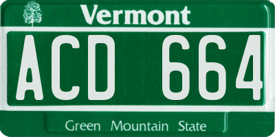 VT license plate ACD664