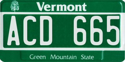 VT license plate ACD665