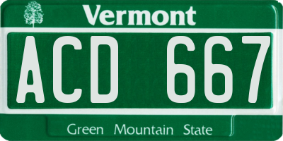 VT license plate ACD667