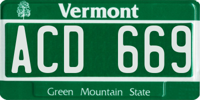 VT license plate ACD669