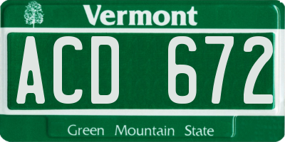 VT license plate ACD672