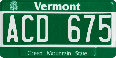 VT license plate ACD675