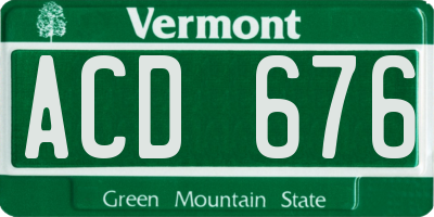 VT license plate ACD676