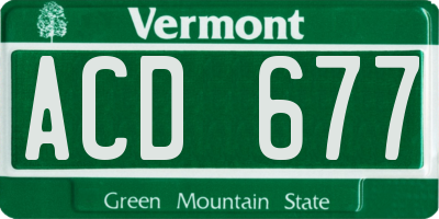 VT license plate ACD677