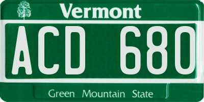 VT license plate ACD680