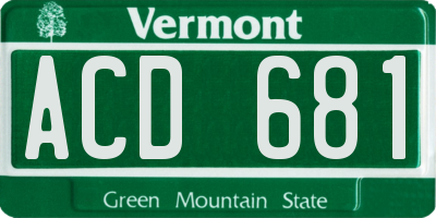 VT license plate ACD681