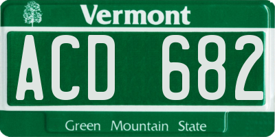 VT license plate ACD682