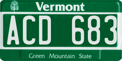 VT license plate ACD683